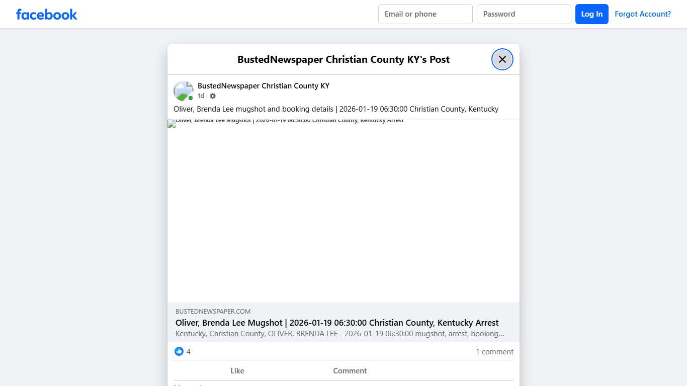 Oliver, Brenda Lee... - BustedNewspaper Christian County KY | Facebook